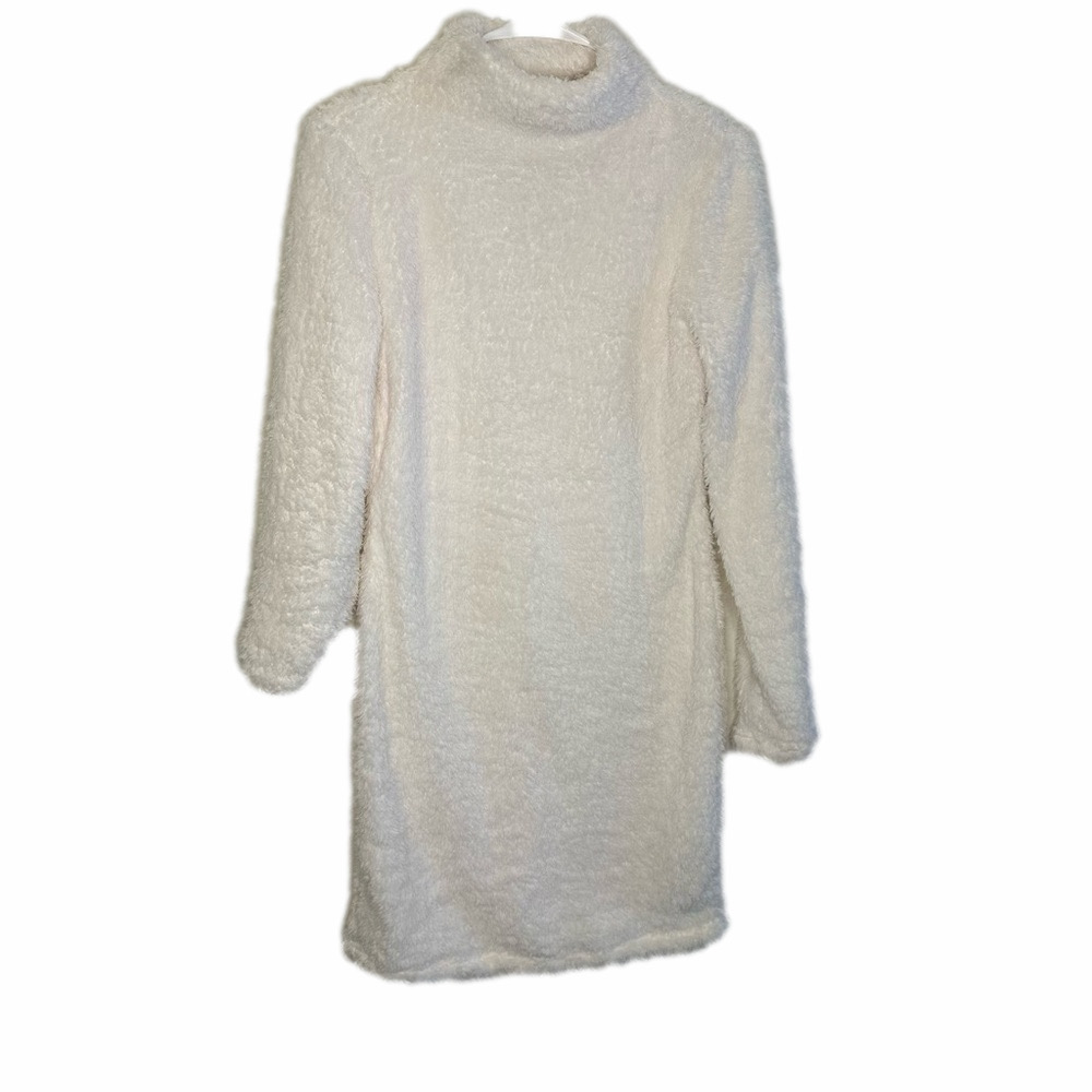 Shein White Fuzzy Sweater Dress Size Small